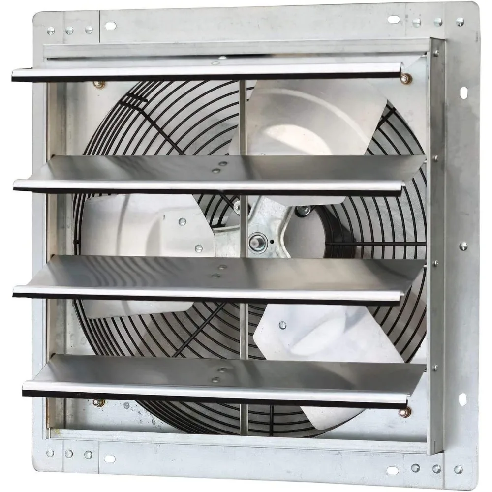 Variable Speed Wall-Mount Silver Exhaust Fan, 16-Inch, Shutter Design, Ideal for Ventilation and Air Circulation