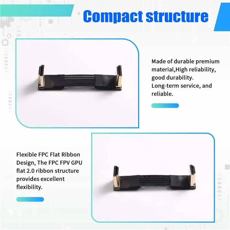 M52K-HD 2.1 ADT Video Extension Cable A-A Type Standard 2.1 FPC FPV GPU Flat 2.0 Ribbon Extender Compatibility