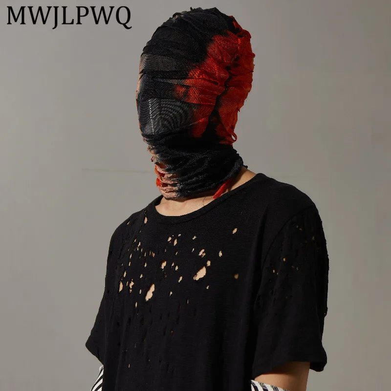 

MWJLPWQ Dark-Style Fabric Wrapped Mask Hat Men's Unique Design Niche High-Street Fashion Unisex Summer Autumn Caps Chic 16459