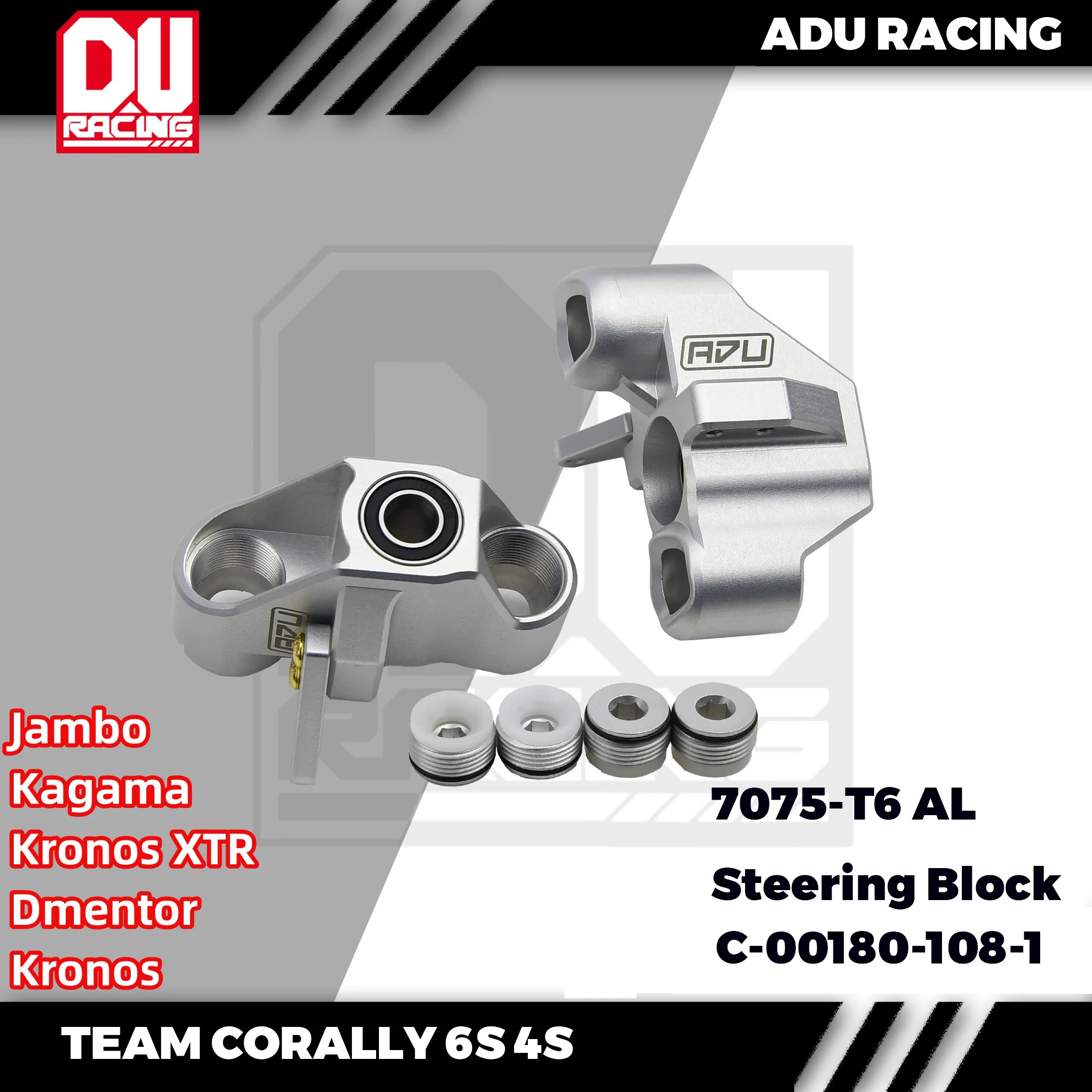 

ADU Racing STEERING BLOCK FRONT CNC 7075 T6 ALUMINUM FOR TEAM CORALLY kagama XTR KRONOS JAMBO