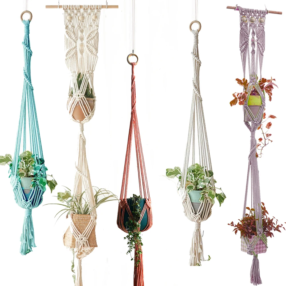 Colorful handmade macrame plant balcony pot holder beatiful plant holder