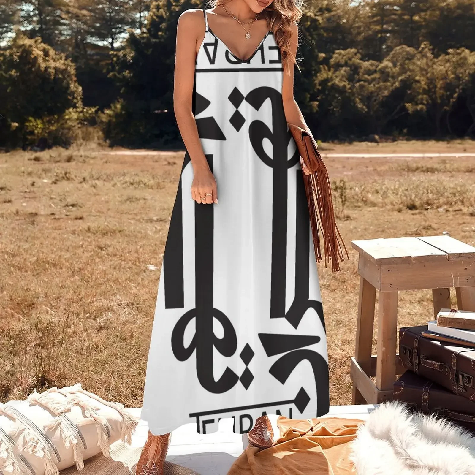 Tehran, Persian Typography, Persian Calligraphy 01 Sleeveless Dress Dance dresses women's clothing korea stylish Dress