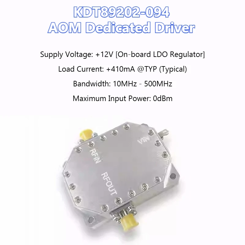 KDT89202-094 AOM Driver Amplificador 40dB Amplificador de ganancia 30dBm Salida de potencia 10MHz-500MHz Ancho de banda