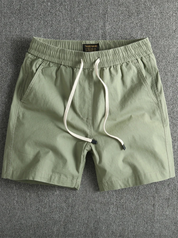 

Летние тонкие однотонные пляжные брюки для бега, мужские повседневные шорты с эластичной резинкой на талии, облегающие, прямого кроя, для активного отдыха, молодежные