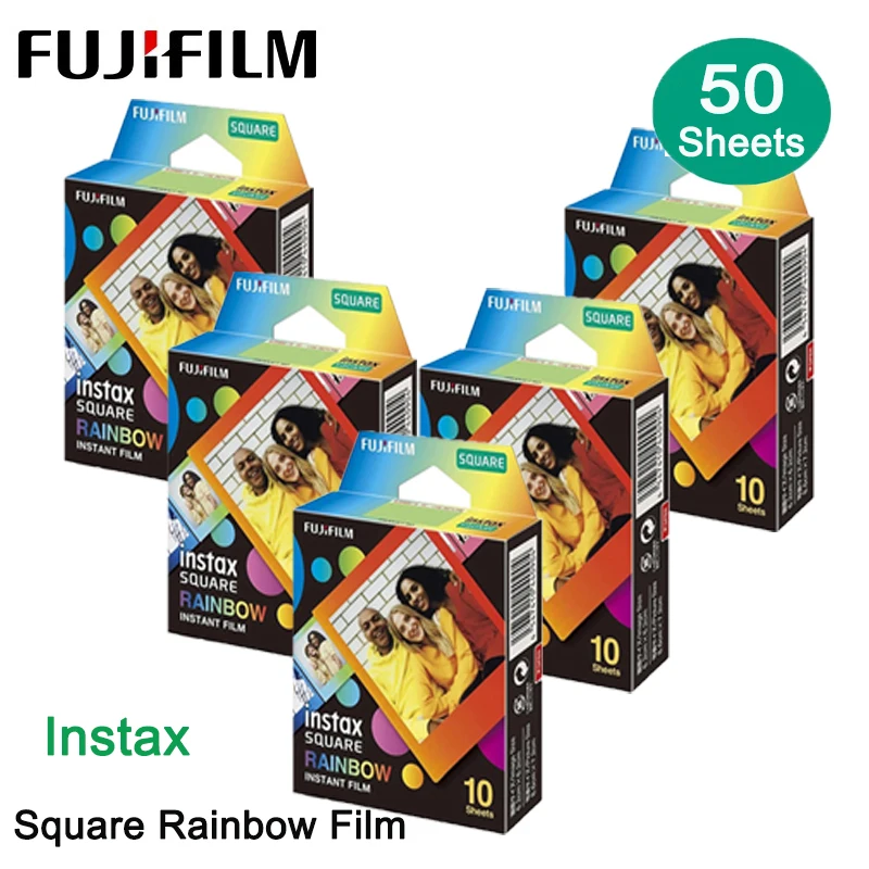 10-100 Sheets Original Fujifilm Instax Square Rainbow Film For Fujifilm instax Square SQ1/10/40/6/20/ SP-3 Instax Square Film