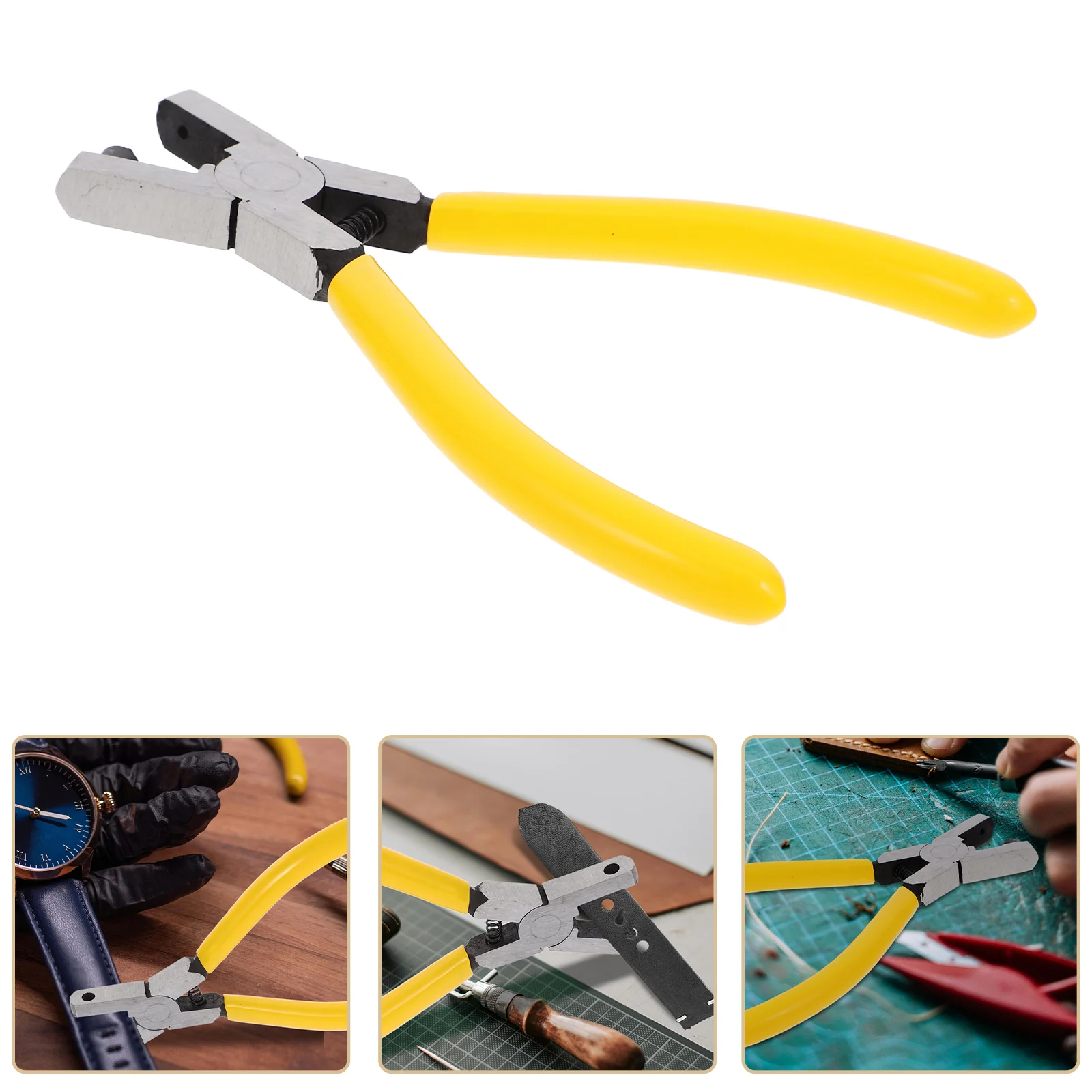 Watch Strap Tool Punch Pliers Belt Hole Clamp Bracelet Cutting Hand Fabric Puncher Tiny for Yellow