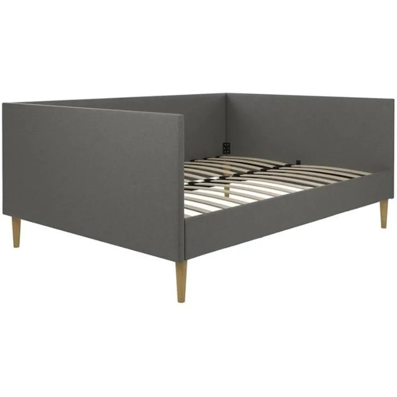 Franklin Mid-Century Upholstered Daybed Frame, Gray Linen, Queen US(Origin)