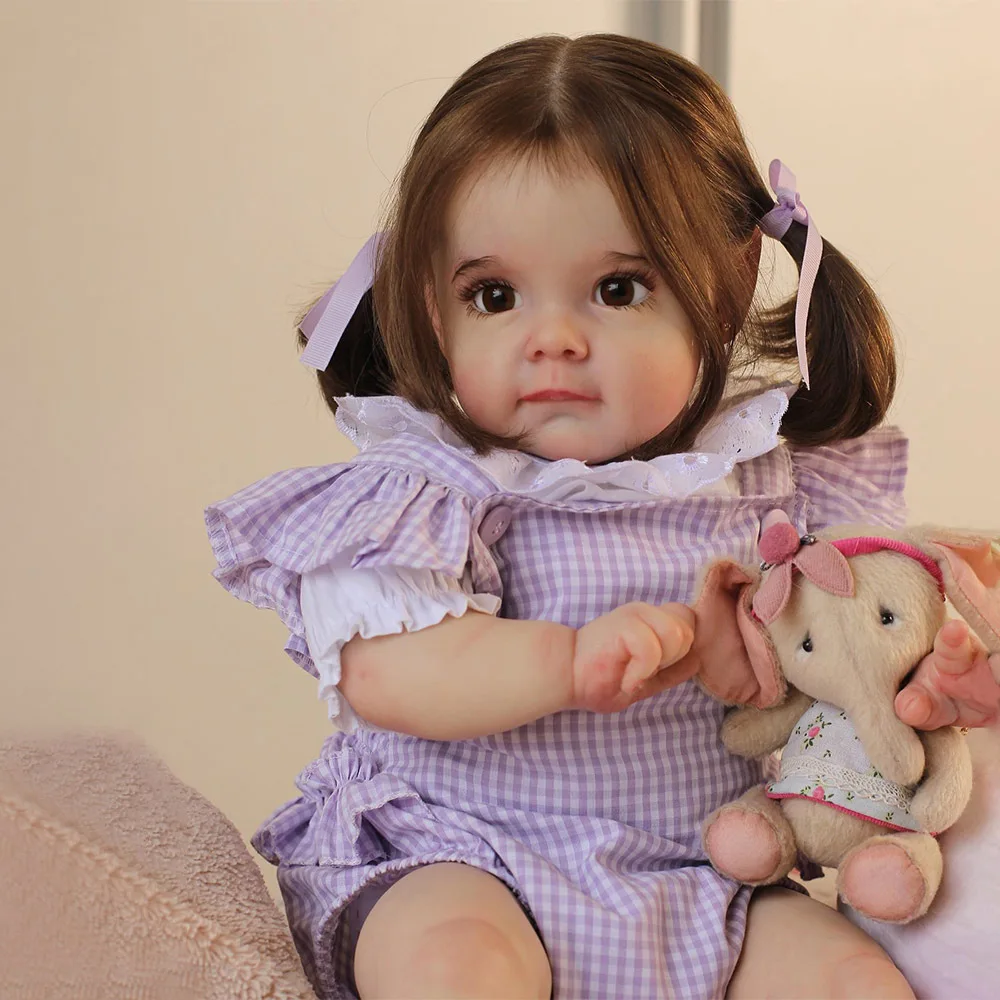 

60CM Reborn Toddler Girl Doll Popular Maggi with Hand-Root Hair Soft Cuddle Body Lifelike Doll 3D Skin Visible Veins Bebe