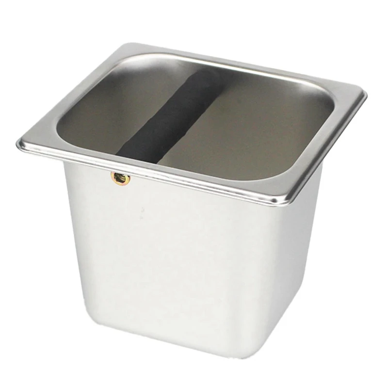 1 Piece Capacity Coffee Grounds Bucket Stainless Steel Milk Cafe Coffee Box Shop Grounds Knocking Box Silver