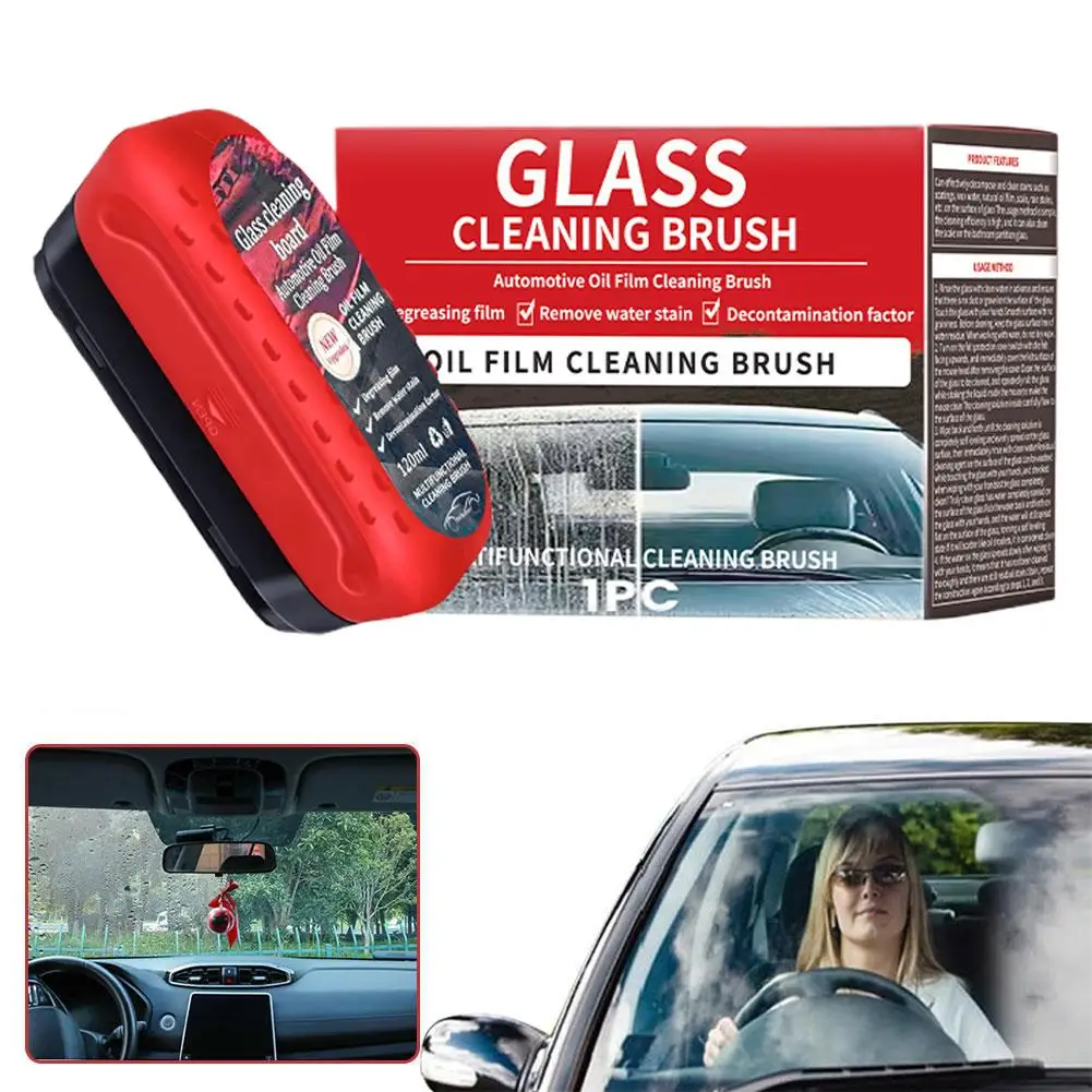 120ML Car Windshield Oil Film Cleaner For Auto Front Windshield Glass Windows Oil Film Remover Cleaning Brush Accessories X8H6