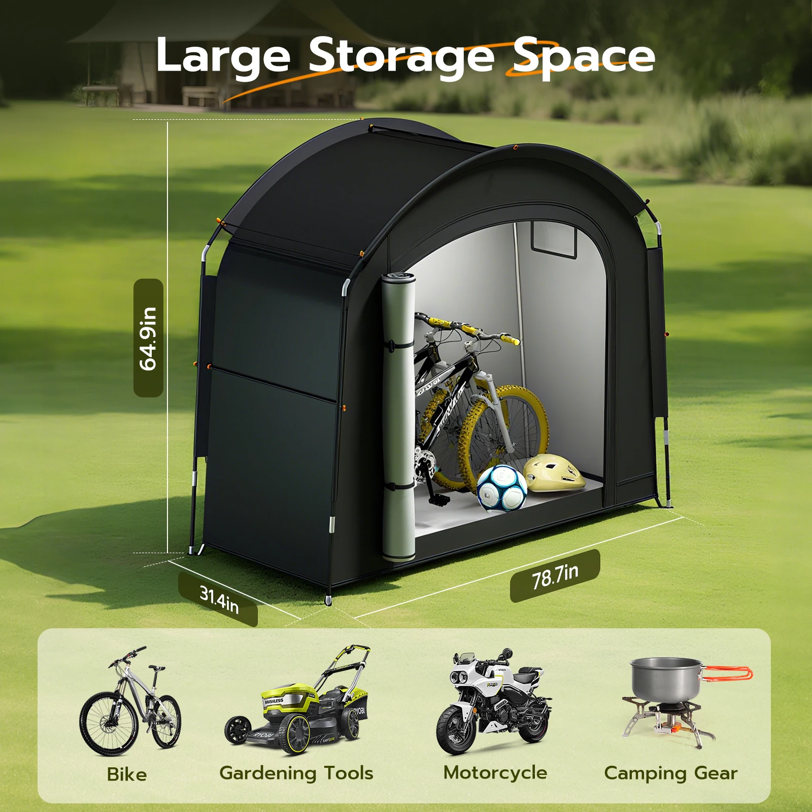 Fietsopslag Schuur Tent Ruim voor 1-2 Fietsen Draagbare Opvouwbare Fiets Zonnescherm Covers Onderdak Waterdicht Duurzaam Fietstent