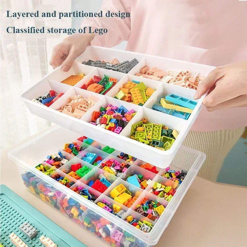 Block Transparent Plastic Box Kids Toy Container Case Large Capacity Jewelry Organizer Stackable Storage Box for Lego Building