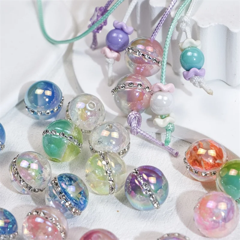 New arrived 40pcs/lot 16mm color print geometry rounds shape acrylic straight holes beads diy jewelry accessory