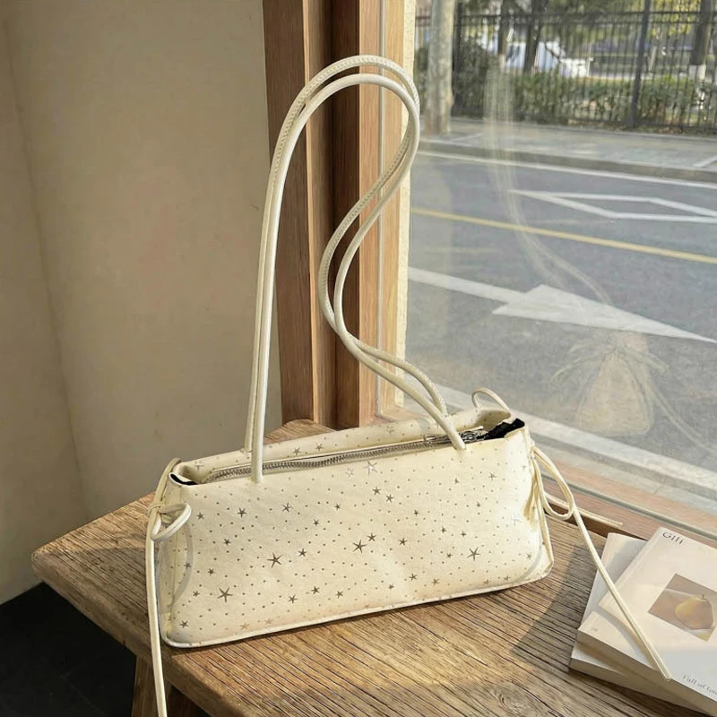 Exquisite Star Rhinestone Single Shoulder Bags for Women Korean Fashion Bow Knot Decor Underarm Bag Spring Chic Female Handbags