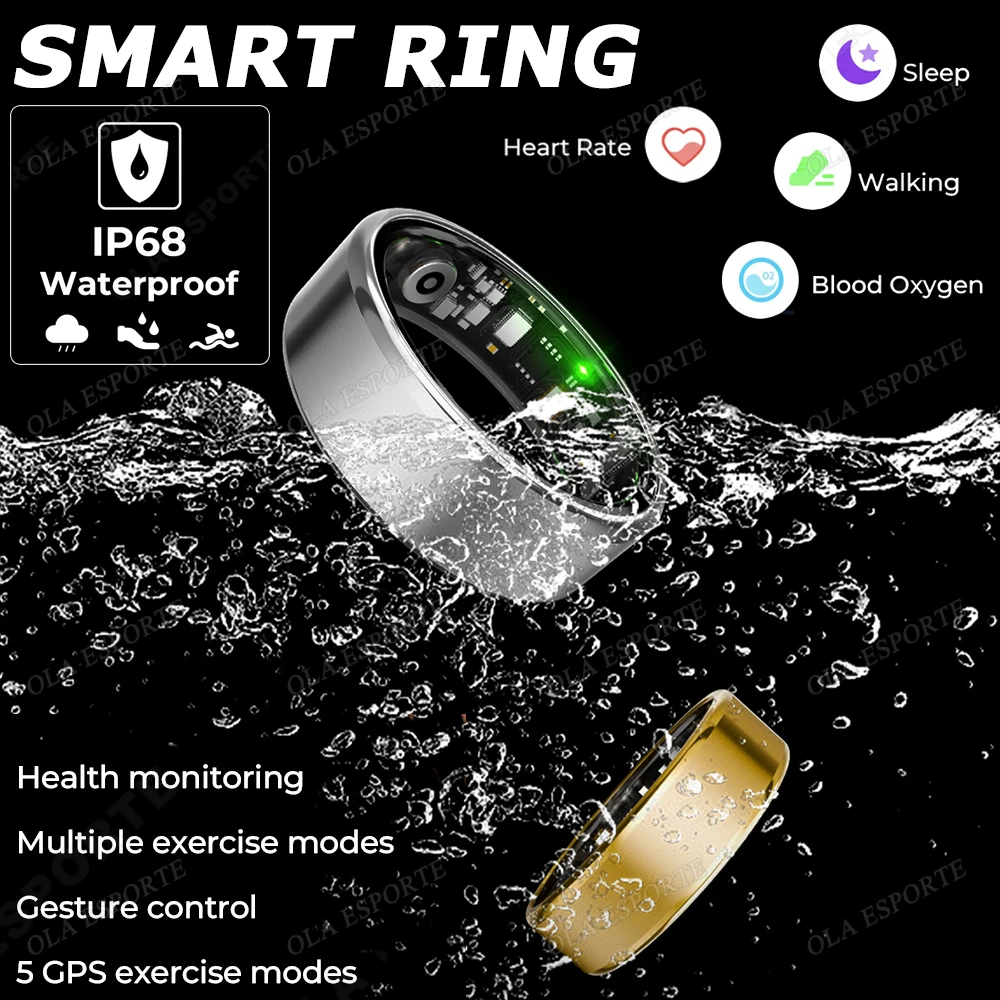 

2025 Smart Ring Gesture Control Wireless Bluetooth Heart Rate Blood Pressure Monitor 5ATM Waterproof Health Smartring Men Women