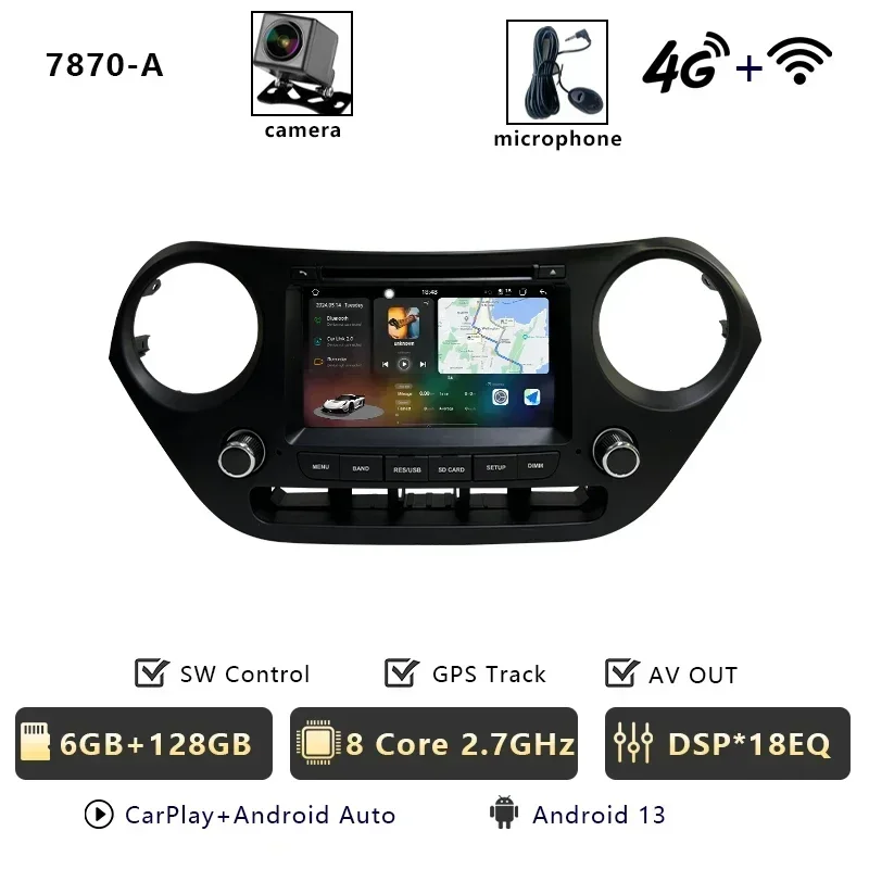 CHESTEK Android 13 Autoradio Voor Hyundai i10 Grand 2013 2014 2015 2016-2018 Carplay Multimedia Video Speler navigatie WIFI 4G BT