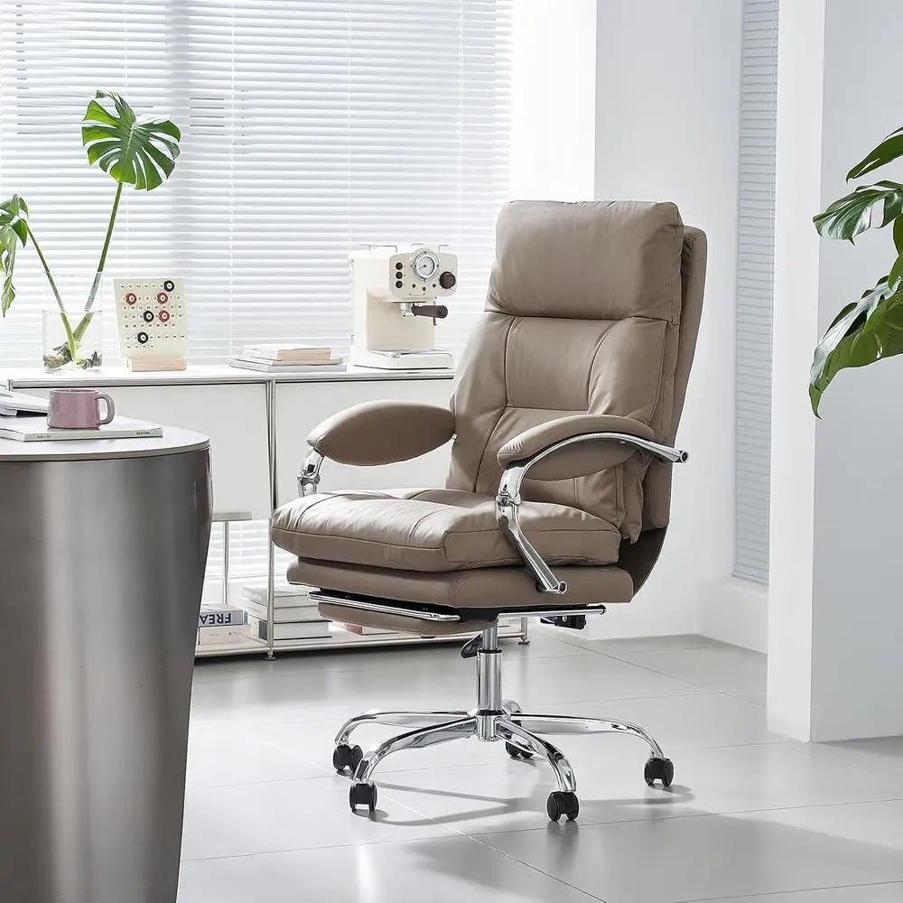 Oice Chair with oot Rest Reclining Oice Chairs with Arms Adults | PU Leather High Back Ergonomic Executive Comy Swivel Computer