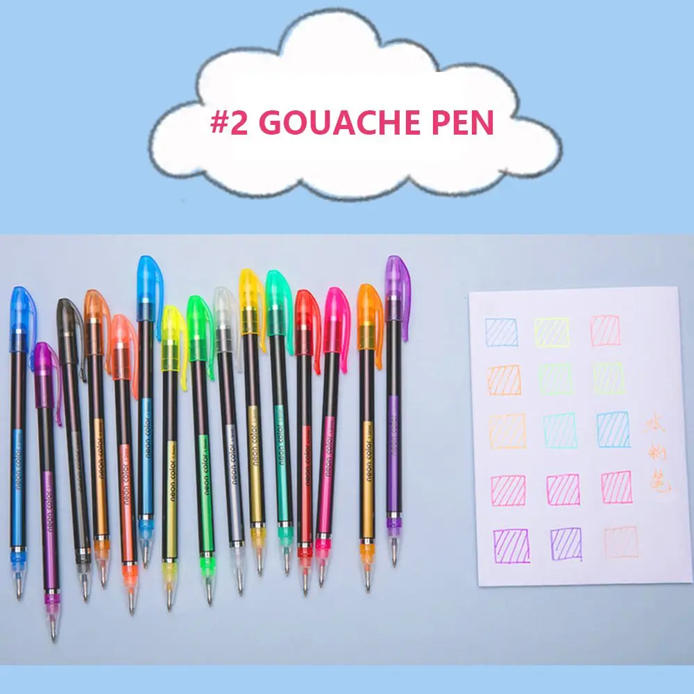 Pen Highlighter Scrapbook Album Journal Office DIY Drawing Color Pen Fine Tip Markers Glitter Gel Pens Set Colored Signing Pen