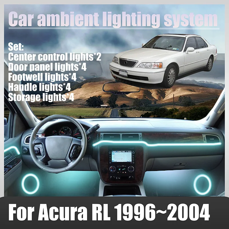 Luces LED Ambientales para Acura MDX 2001~2026 MK1 YD1, Luces de Atmósfera Coloridas, Tira de Neón para Interior de Auto, Iluminación RGB de 64 Colores