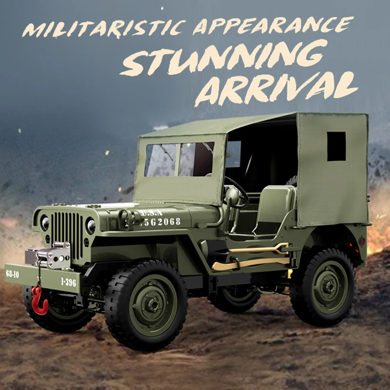 JJRC C8815 Имитационная модель Jeep 1:10 2,4G Альпинистский автомобиль Медленный радиоуправляемый внедорожный гоночный военный автомобиль для мальчиков Транспортный автомобиль 4WD Car