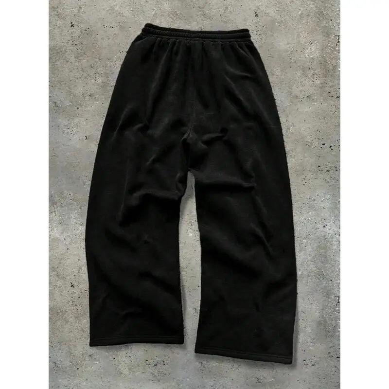 Men's Fashion Wide Leg Pants with Dark Style Angel Cross Patterns Straight Cut Casual Trousers Neutral Gender Summer 2025