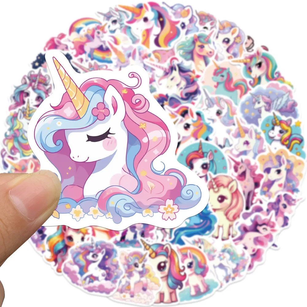 10/50pcs Cartoon Cute Rainbow Unicorn Stickers Pack for Scrapbooking Laptop Travel Luggage Laptop Wall Car Decoration Decal