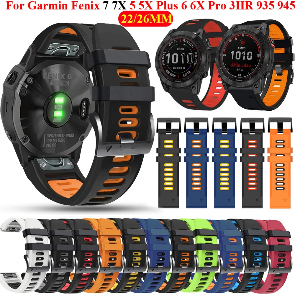 Correas de silicona para reloj inteligente, pulsera de 22 y 26mm para Garmin Fenix 7, 7X, 6, 6X Pro, 5, 5X Plus, 3, 3HR, 935, 945, D2, QuickFit