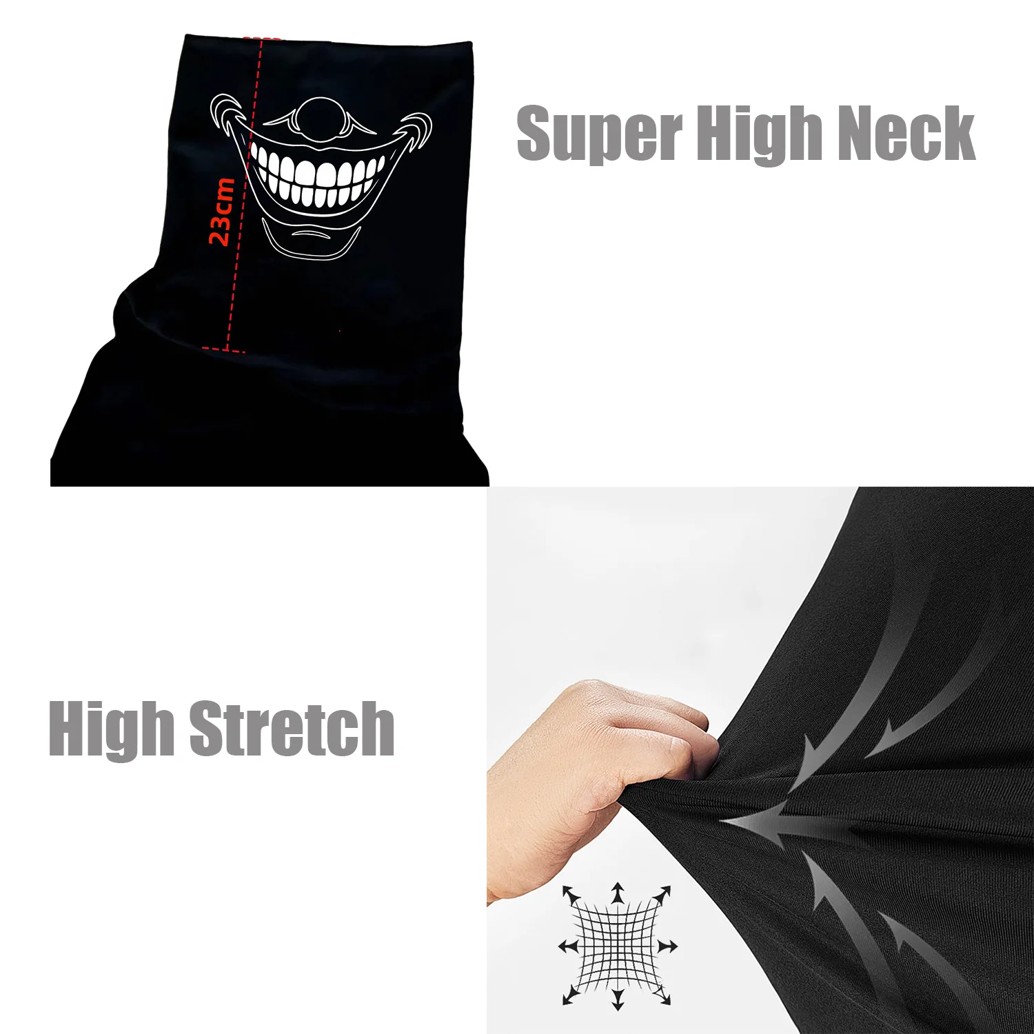 Fotografia 6: Camisa de Manga Longa com Capuz Integrado para Homens, Estampa de Rosto Sorridente Assustador, Hoodie de Secagem Rápida e Alta Elasticidade, Cosplay de Halloween