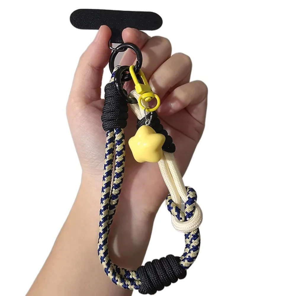 

Брелок со звездой, тканый ремешок для телефона, анти-потерянная оплетка, ремешок для мобильного телефона, короткий красочный подвесной чехол для мобильного телефона, подвесной чехол для телефона