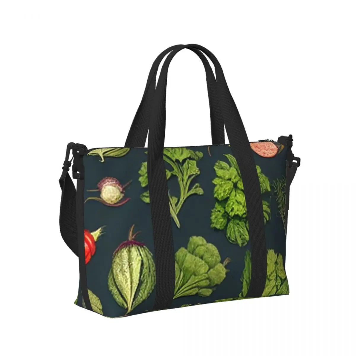

Custom Vintage Vegetables Pattern Beach Travel Bag Large Capacity Tote Bags for Gym Yoga Women Shopping Duffle Shoulder Bag