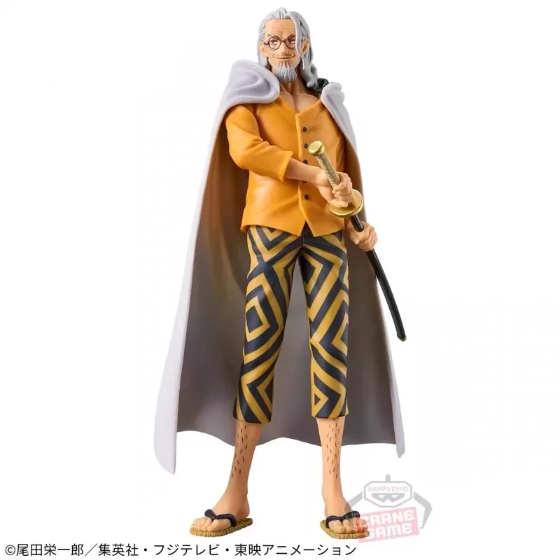 Bandai Genuine Banpresto ONE PIECE Anime Figure DXF Silvers Rayleigh Action Toys for Boys Girls Christmas Gift Collectible Model