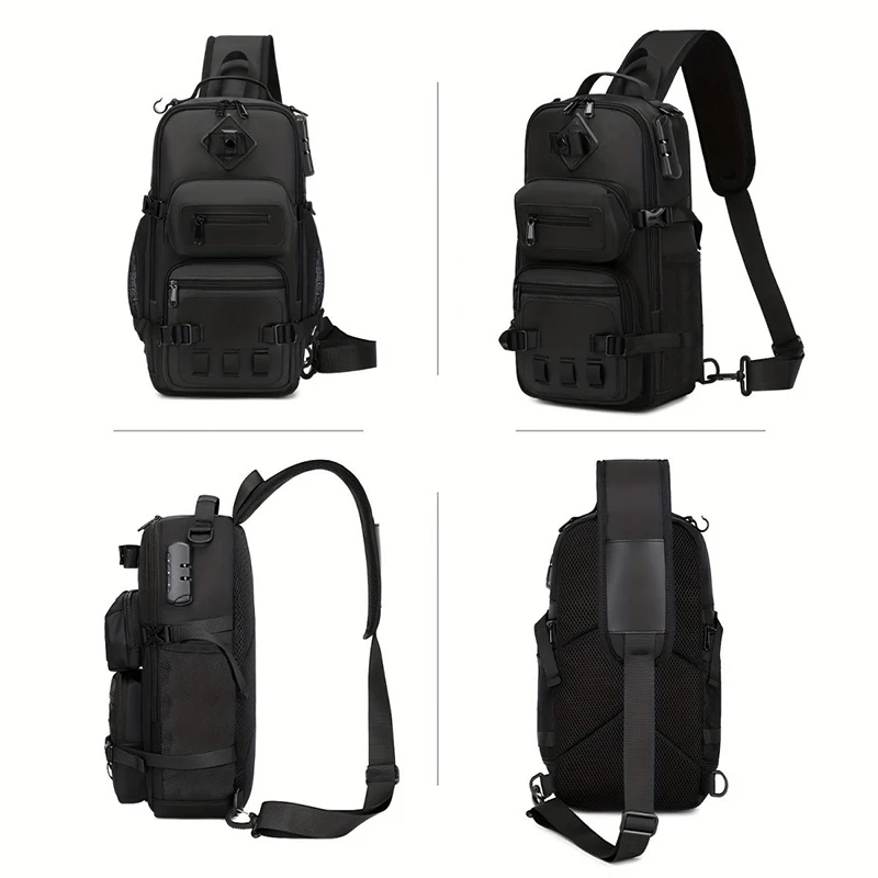 14L Men Chest Bag Outdoor Fishing Camping Hiking Backpack Anti-theft with Combination Lock Bait Gear Storage Kit Crossbody Waist