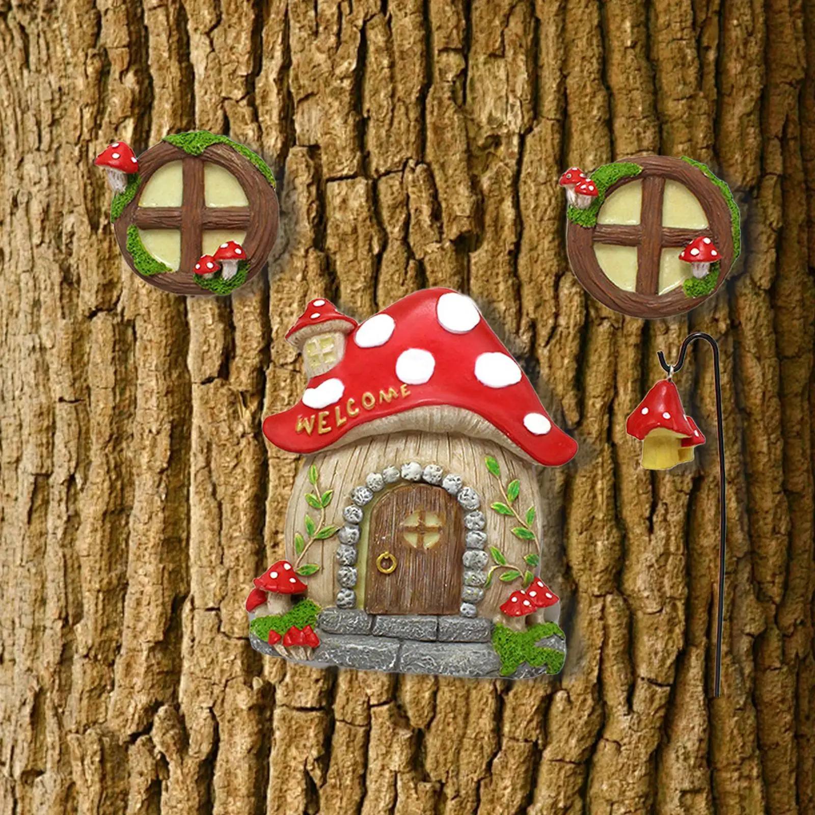 تماثيل حديقة عيد الميلاد تمثال الفطر يتوهج في الظلام مقاوم للماء في الهواء الطلق #2