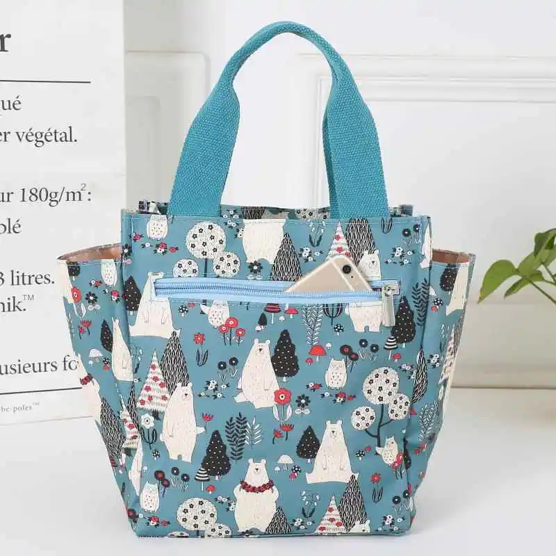Large Canvas Bento Box Bag Lunch Bag Handbag High Capacity Zipper Bag Mommy Practical Fashionable Messenger Bag Daily Use