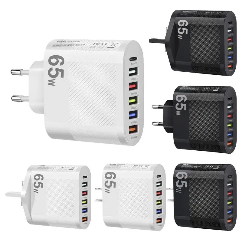 65W USB Charger PD Multiple Ports Quick Charger Type C Mobile Phone Fast Charging for iPhone 12 Pro XiaomiHuawei Wall Charger