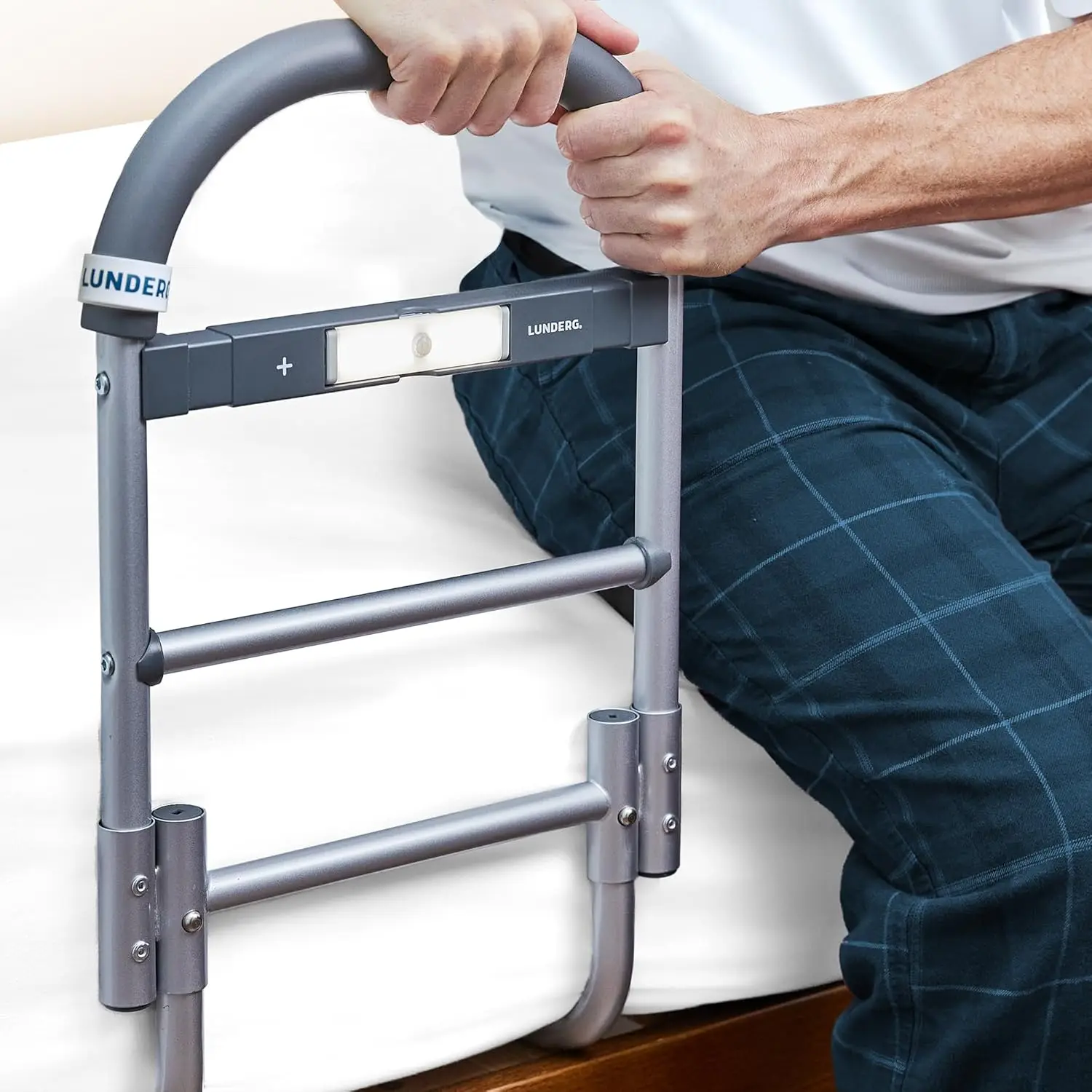 

Bed Assist Rail for Seniors with Motion-Activated Light & Non-Slip Grab Bar - Easy to Install Bed Rails for Elderly Adul