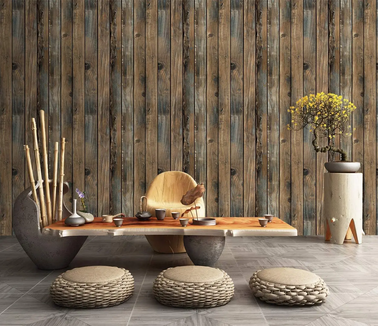 Retro Faux Wood Grain Peel And Stick Wallpaper Self-adhesive Wood Plank Wallpaper Roll Removable Vinyl Wall Covering For Restaur