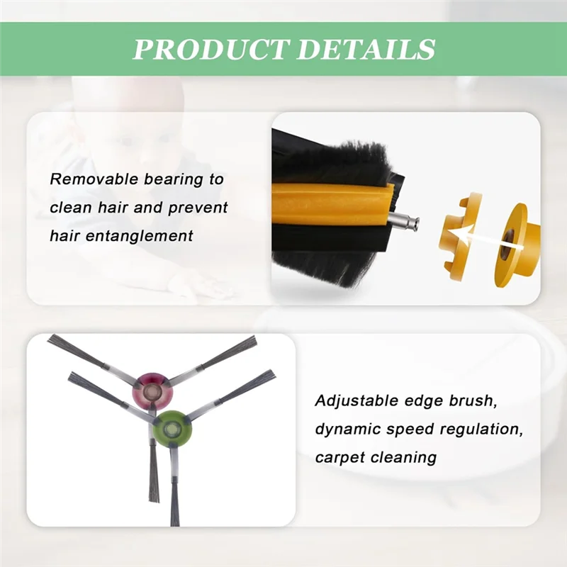 مجموعة قطع غيار ملحقات فلتر الفرشاة A94E، الفرش الرئيسية لقطع غيار ECOVACS DEEBOT T8 N8 Ozmo 950 920