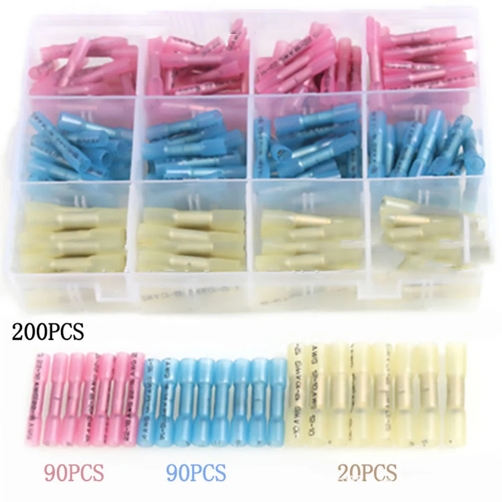 

Electrical Crimp Connector Set with Heat Shrink Tubing 200pcs for AWG 22 10 Wiring Projects in Various Environments