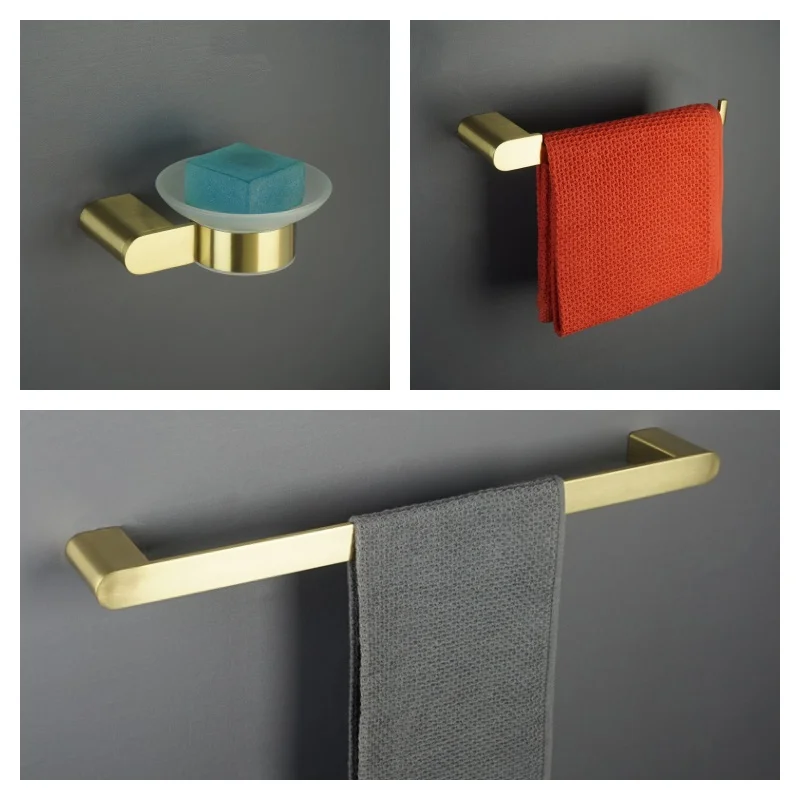 نحى الذهب اكسسوارات الحمام مجموعة فرشاة المرحاض حامل ورق المرحاض منشفة بار السكك الحديدية رف شماعات هوك صحن الصابون الأجهزة