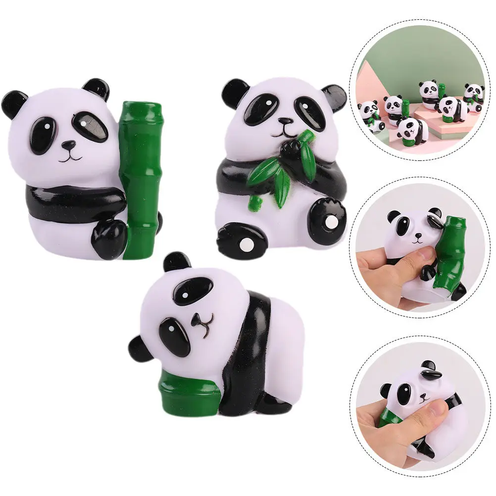 

3Pcs Panda Shape Squeeze Stress Relief Pockets Bag Backpack Fun Party Favor Cartoon Fidget Decompression Stress Relief Toy