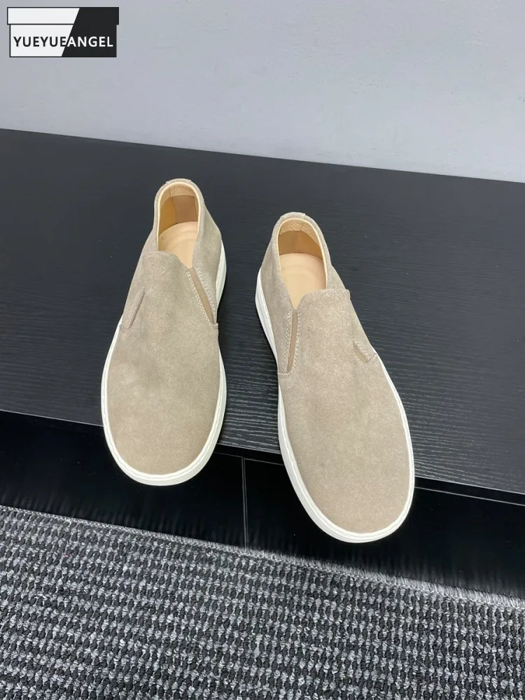 

Новые мужские летние повседневные кроссовки из замши на толстой платформе, дышащие, для скейтбординга, с плоской подошвой, в стиле High Street