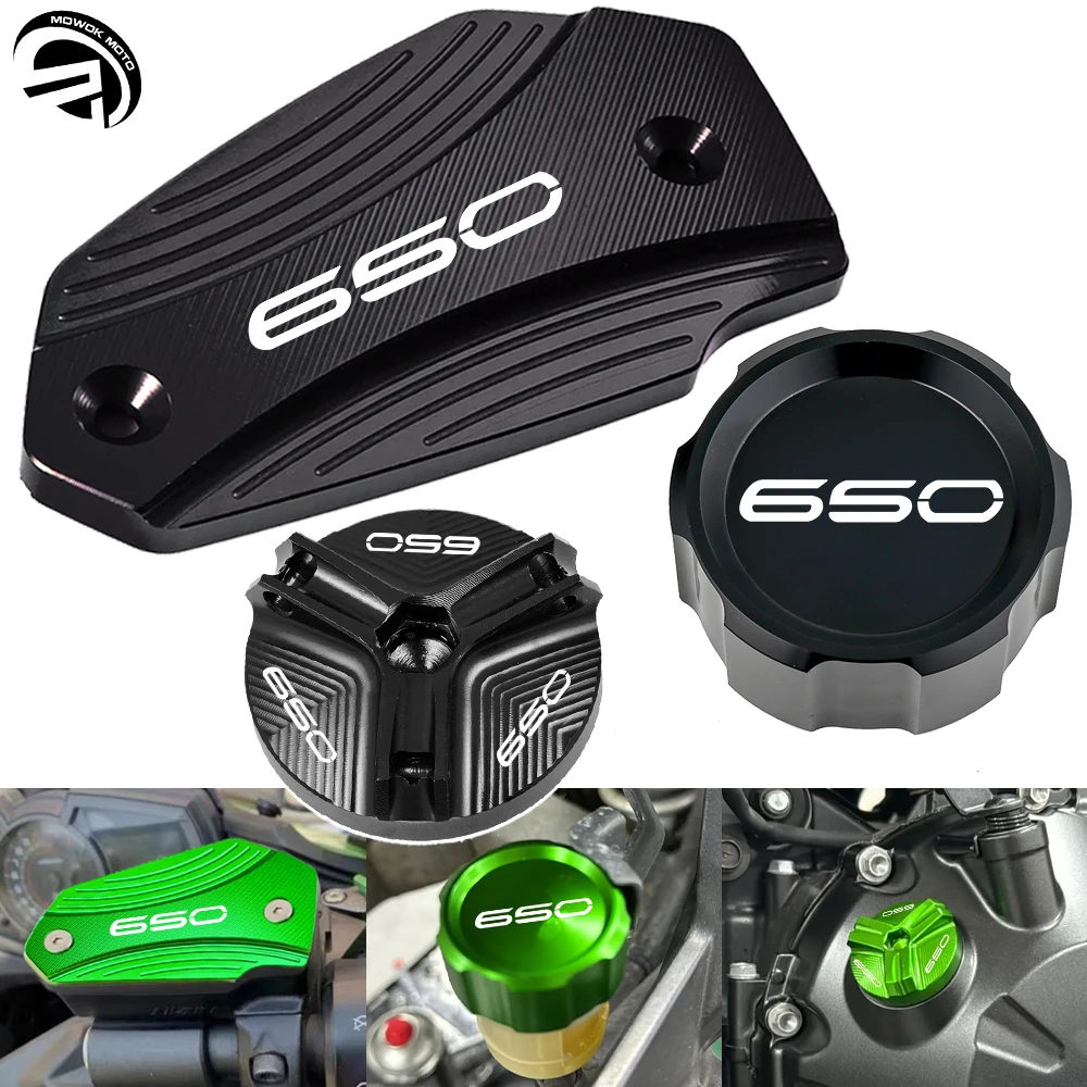 

For Kawasaki Z650 Z650RS Ninja650 Versys650 Z 650 2017-2024 2023 Motorcycle Front Rear Brake Fluid Reservoir Cover Engine Oil F