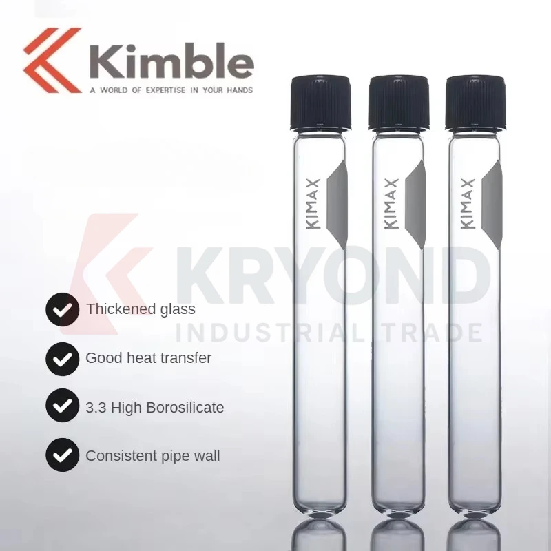 Пробирки из боросиликатного стекла Kimble 8-70 мл, утолщенная черная крышка с винтовой крышкой и резиновой прокладкой, оригинальный продукт