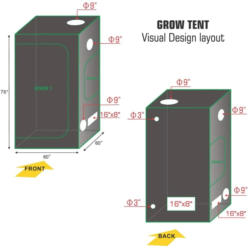 60''x60''x80'' Grow Tent Room Complete Kit, Hydroponic Growing System,  hydroponic tent  advanced nutrients, Grow Tent