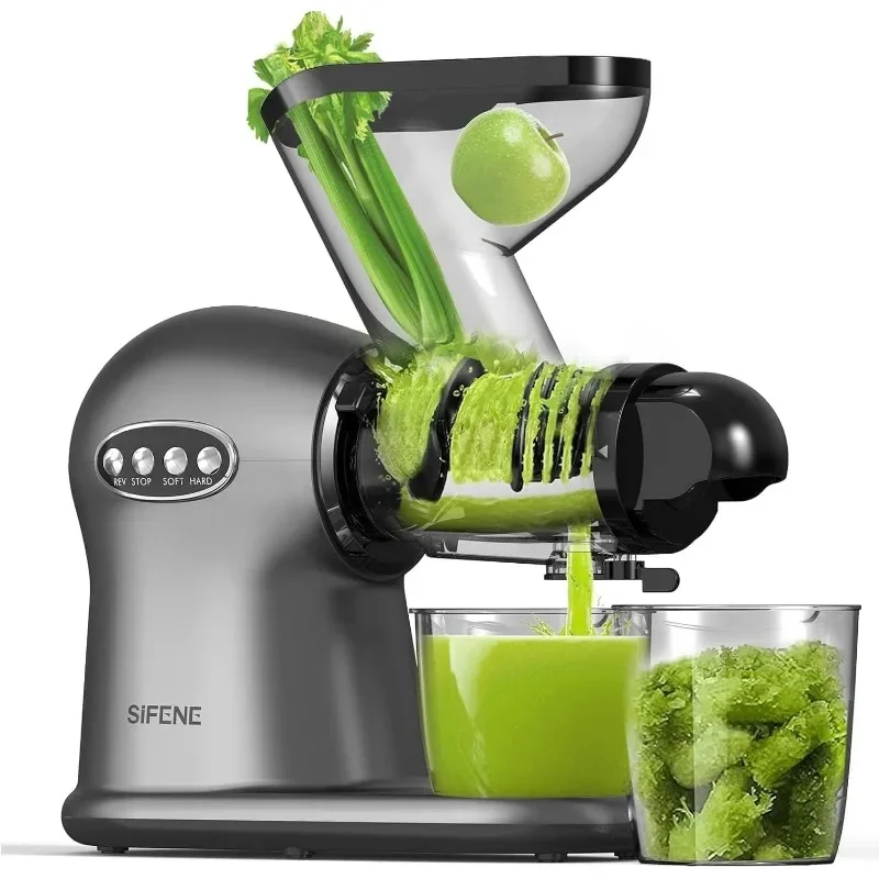 

SiFENE Cold Press Juicer, 3” Wide Dual Chute Whole Slow Masticating Juicer Machine with Anti-Clog Function for Celery Wheatgrass