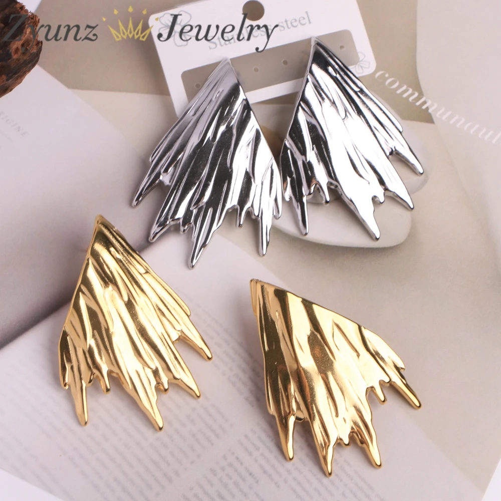 

5 Pairs, Stainless steel Geometry Irregular stud earring Earrings Gold Silver Color Exaggerate Women's Jewelry Ear Accessories