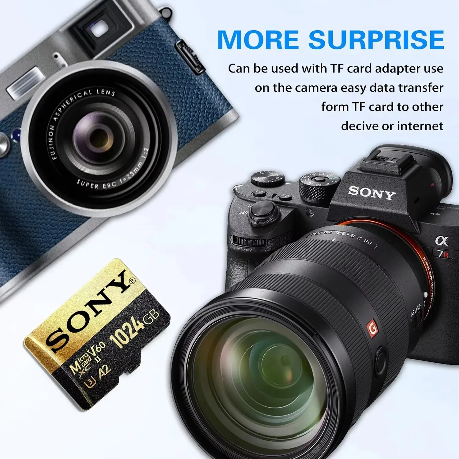 Tarjeta de Memoria SONY U3 A2 Micro TF SD de 64G 128G 256G 512G 1TB U3 V30 4K Full HD para Teléfono/Computadora/Dron 2