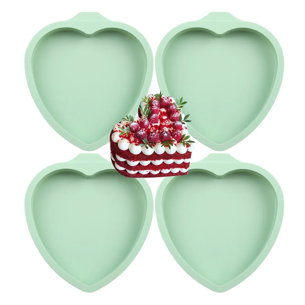 

Heart Shaped Cake Pans 8 Inch 4pcs,Nonstick Silicone Heart Cake Mold,Reusable Baking Tins,Heart Cake Pan Set for Brownies(Green)