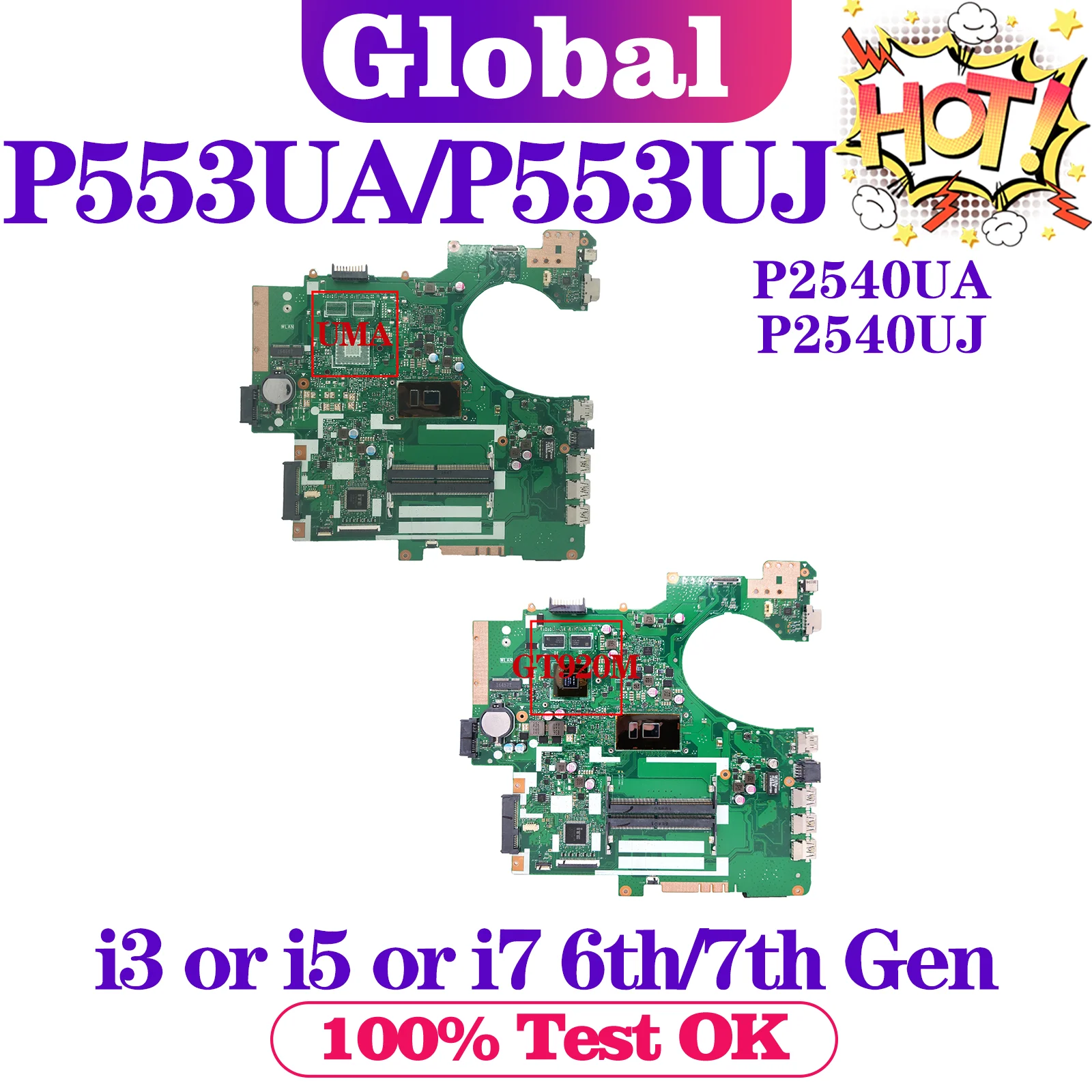 

P553UJ Mainboard For ASUS P2540UJ P2540UA P2530UJ P553UA P2540U PRO553U PX553U PE553U P553U Laptop Motherboard i3 i5 i7 6th 7th